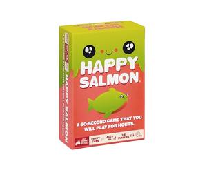 Exploding Kittens Happy Salmon: By Matching Card Game, 3-8 Players, Ages 6+ | Frantically shout your actions, find a matching player, complete the action, and discard your card. Fast 90-second travel fun