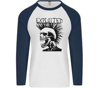 Exploited Punk Rock Skull Skinhead Mohican Uomo L/S Baseball T-Shirt