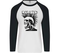 Exploited Punk Rock Skull Skinhead Mohican Uomo L/S Baseball T-Shirt