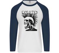 Exploited Punk Rock Skull Skinhead Mohican Uomo L/S Baseball T-Shirt
