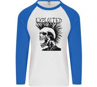 Exploited Punk Rock Skull Skinhead Mohican Uomo L/S Baseball T-Shirt