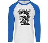 Exploited Punk Rock Skull Skinhead Mohican Uomo L/S Baseball T-Shirt