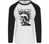 Exploited Punk Rock Skull Skinhead Mohican Uomo L/S Baseball T-Shirt