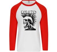 Exploited Punk Rock Skull Skinhead Mohican Uomo L/S Baseball T-Shirt