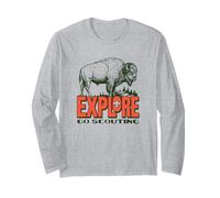 Explore! Go Scouting Bison Outdoor Adventure Cub Scouts BSA Maglia a Manica