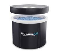 Explore Ice Bath Pro Max Extra Large Outdoor gonfiabile portatile atleta terapia dell'acqua fredda vasca da bagno con coperchio e borsa per il trasporto, nero/bianco