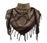 Explore Land Cotton Shemagh Keffiyeh Tactical Desert Scarf Neck Head Wrap with Tassel for Men Women (Black and Brown, one size)