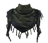 Explore Land - Sciarpa tattica in cotone, shemagh/keffiyeh da deserto, con nappe, per uomo e donna, Nero e verde., taglia unica