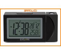 Explore Scientific orologio radiocontrollato con proiezione dell'ora a 180° | Porta USB per ricarica, dual time, doppio allarme e calendario.