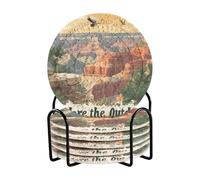 Explore The Outdoors - Sottobicchieri assorbenti con supporto, set di 6 sottobicchieri per protezione da tavolo per tazze