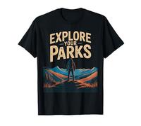 Explore USA National Parks Hiking Adventure Landscape Sunset Maglietta