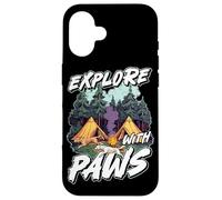 Explore With Paws Citazione Dog Lover Camping Dog Vacation Custodia per iPhone 16