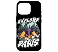 Explore With Paws Citazione Dog Lover Camping Dog Vacation Custodia per iPhone 16 Pro