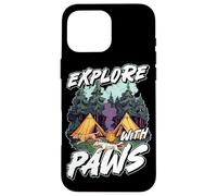 Explore With Paws Citazione Dog Lover Camping Dog Vacation Custodia per iPhone 16 Pro Max