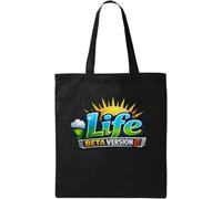 Exploring the Journey of Life - Borsa tote in cotone naturale, versione beta, colore: Nero