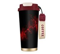 Explosion Burst - Borraccia da donna, con coperchio con cannuccia, in acciaio inox, a bocca larga, isolata, a prova di perdite, colore rosso