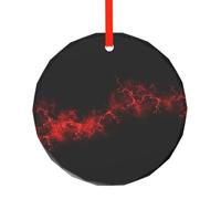 Explosion Burst - Ciondolo rotondo in vetro con stampa rossa e nera, ornamento da appendere all'albero di Natale, ricordo durevole per vacanze, decorazione per la casa