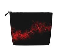 Explosion Burst Red Black Portable Cosmetics Case Fake Hemp, grande borsa per trucco impermeabile da viaggio borsa da toilette