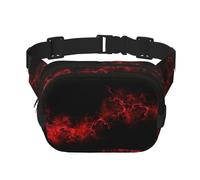 Explosion Burst Red Black Print Square Waist Purse Double Layer Fanny BagTrendy Viaggio Marsupio per uomini e donne, nero, Taglia unica