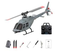 ExploTex Elicottero RC A60, scala 1:42, BELL206, classe 90, 2,4G, 4 canali, singolo rotore, senza volano, mini elicottero radiocomandato per adulti, con flusso ottico (RTF/grigio)