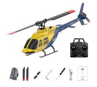 ExploTex Mini elicottero RC A60 in scala 1:42, BELL206 classe 90, 2,4 GHz, 4 canali, un rotore, flybarless, con ritenzione ottica dell'altezza (RTF version/giallo e blu), Interessante per principianti