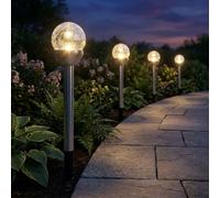 Expo Börse Set 4 Luci Solari LED Esterno in Acciaio Inox, 24,5 cm Argento [EEK: Non valutato]