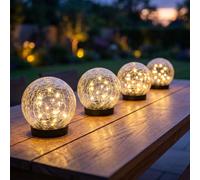 Expo-Börse Solarlampe Da Esterno LED Kugelleuchte Crackle Vetro Chiar 4 Pezzi [EEK: Non valutato]