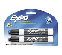 EXPO - Dry Erase Markers Chisel Tip Black - 2 Pack