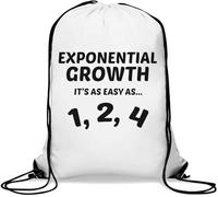 Exponential Growth It's As Easy As 1 2 4 Funny Math Gym Sack Casual Drawstring Bag Bianco
