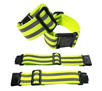 Exporee 4 Pezzi Regolabili Bande Catarifrangenti, Riflettore ad Alta visibilità Sicurezza Corsa Ciclismo Bracciali Polso Caviglia Gamba Vita, per Bambini e Adulti