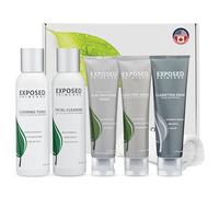 Exposed Skin Care Acne Treatment Kit - Soluzione naturale per l'acne per viso, tutti i tipi di pelle e le età - Contiene detergenti, tonico, siero, siero per eliminare i pori, maschera, panno
