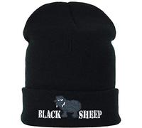 EXPRESS-STICKEREI Berretto lavorato a maglia pesante in metallo, caldo, unisex, da uomo, da donna, con scritta | OneSize Streetwear, Nero/Black Sheep, Taglia unica