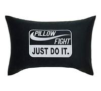 EXPRESS-STICKEREI Cuscini per divano - Cuscino con imbottitura Pillow Fight - just do it per le donne e le pyjama party. Decorativo, 40x60 cm, nero