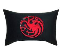 EXPRESS-STICKEREI Cuscini per divano - Cuscino decorativo con motivo dello stemma della Casa Targaryen. per il soggiorno o come regalo per i fan di Game of Thrones. Copricuscino, 40x60 cm, nero