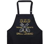 EXPRESS-STICKEREI Grembiule cucina uomo: DAD the man, the myth, the Grill LEGEND - Grembiule regolabile con tasca, dimensioni personalizzabili per gli uomini, il papà leggendario della griglia
