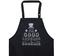 EXPRESS-STICKEREI Grembiule cucina uomo: MR GOOD LOOKING IS COOKING - Grembiule regolabile per uomini/mariti, griglia e cucina con stile. Un regalo divertente per il maestro di cucina