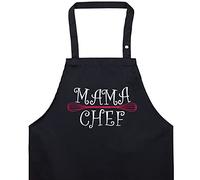 EXPRESS-STICKEREI Grembiule da cucina donna ricamato MAMA CHEF - Regolabile con tasca, regalo per la festa della mamma per Mamma/Moglie