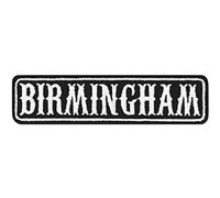 EXPRESS-STICKEREI Toppa ricamata da applicare con ferro o cucitura per giacca moto: "Birmingham" - Patch per biker | Rankpatch Birmingham per tutte le tessuti | adesivi motociclistico | 100x25mm