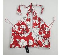 Express Top Camicetta Donna L Large Rosso Bianco Floreale Elasticizzato 14635144