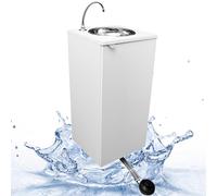 Express Water Basic Plus Bianco, Lavandino Lavabo Lavello, Portatile Autonomo Trasportabile, con Serbatoio d'Acqua, in Acciaio Inox, con Comando a Pedale con Kit Acqua Calda, Certificato per ASL