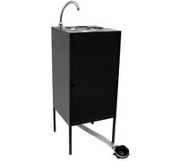Express Water Noir, Lavandino Lavabo Lavello, Portatile Autonomo Trasportabile, con Serbatoio d'Acqua, in Acciaio Inox, con Comando a Pedale, Certificato per ASL, per Negozi e Studi Medici