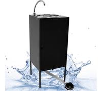 Express Water Noir Plus, Lavandino Lavabo Lavello, Portatile Autonomo Trasportabile, con Serbatoio d'Acqua, in Acciaio Inox, con Comando a Pedale con Kit Acqua Calda, Certificato per ASL