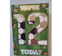 Express Yourself - Biglietto di compleanno per 12 anni, con busta, design con numeri calcistici, 19,5 x 13,5 cm