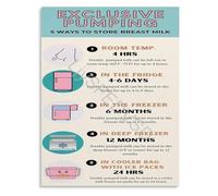 Expressed Milk Storage Guide for Returning to Work Lactation Educational Poster Wall Art Canvas for Pumping Moms(Framed,08x12inch(20x30cm))