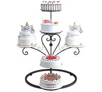 exproyzk Alzata per torta a 3 piani Vassoio rotondo in metallo per torte e dessert, Sfondo per arco nuziale(nero)