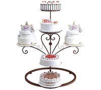 exproyzk Alzata per torta a 3 piani Vassoio rotondo in metallo per torte e dessert, Sfondo per arco nuziale(Marrone)