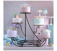 exproyzk Alzata per torta in metallo Vassoio per torta a 5 ripiani Design a forma di barca a vela Torre di caramelle e frutta per matrimoni, feste di compleanno, anniversari(nero)