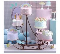 exproyzk Alzata per torta in metallo Vassoio per torta a 5 ripiani Design a forma di barca a vela Torre di caramelle e frutta per matrimoni, feste di compleanno, anniversari(Marrone)