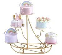 exproyzk Alzata per torta in metallo Vassoio per torta a 5 ripiani Design a forma di barca a vela Torre di caramelle e frutta per matrimoni, feste di compleanno, anniversari(Gold)