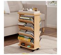 exproyzk Carrello portalibri con ruote, Carrello per biblioteca, Bifacciale Ripiani inclinati a V con ruote bloccabili per scaffali di casa, ufficio e scuola(Natural)